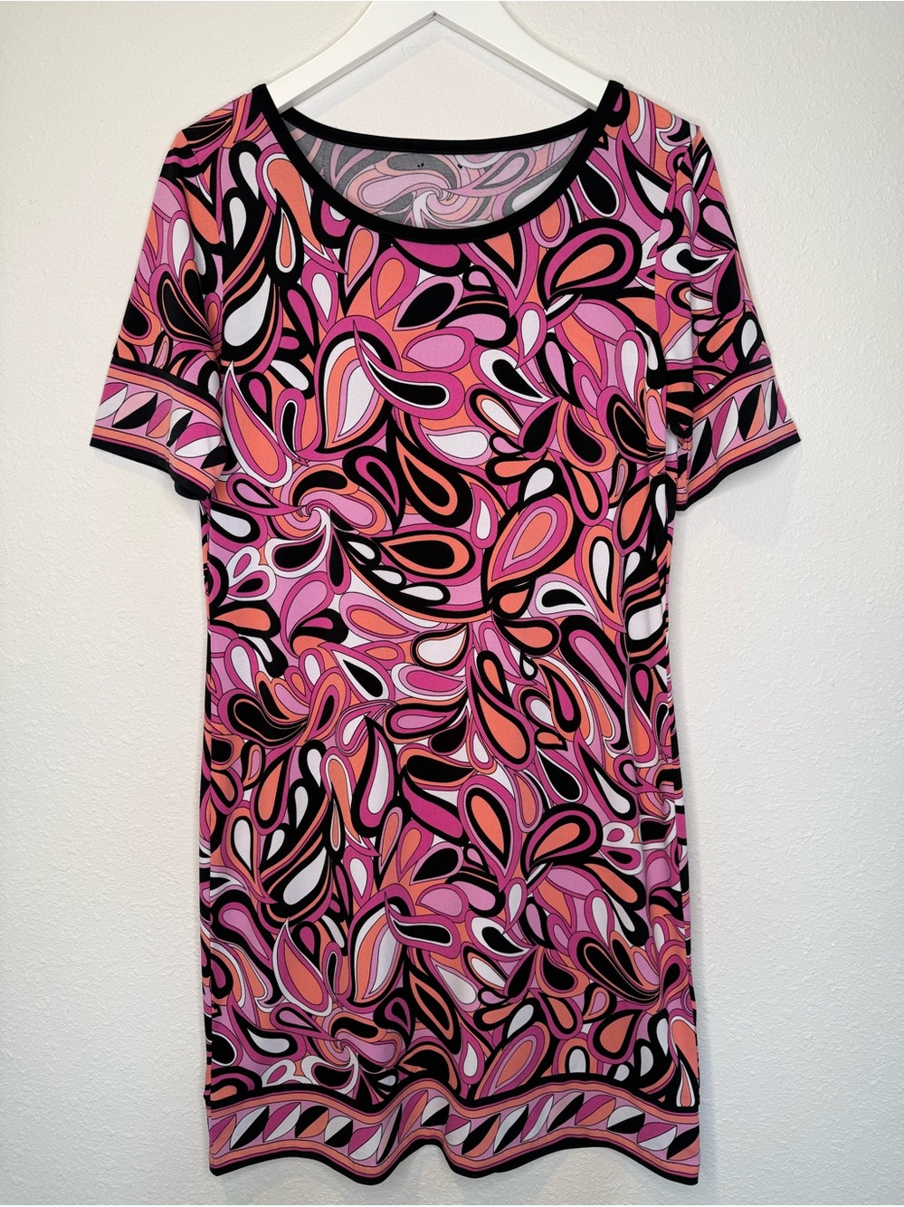 Michael Kors Pink Black & White Abstract Print Short Sleeve Dress